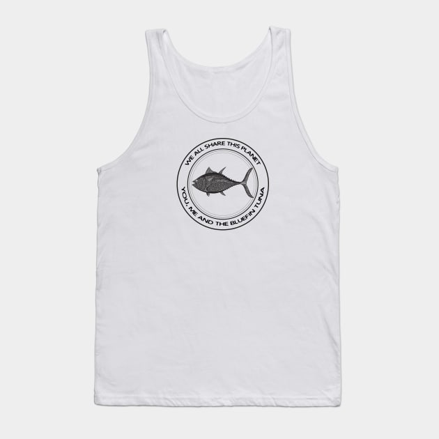 Bluefin Tuna - We All Share This Planet - animal on white Tank Top by Green Paladin